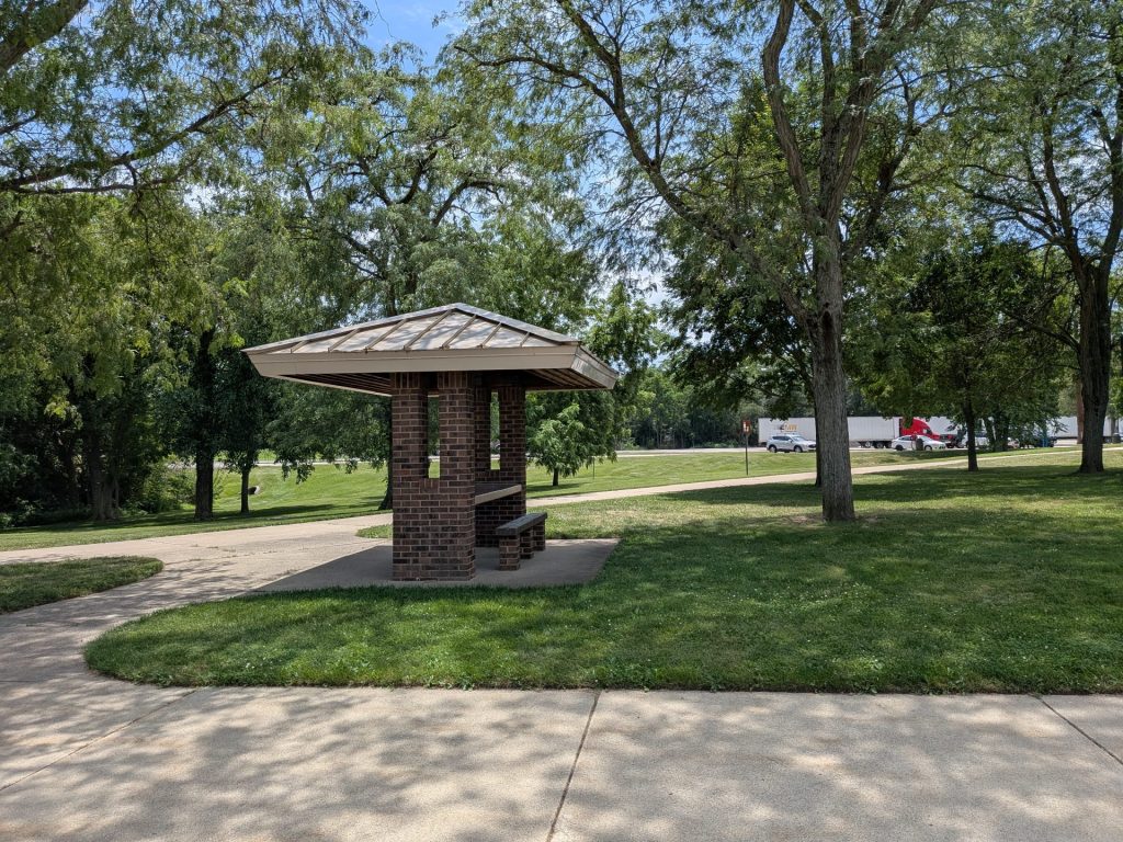 Picnic tables.