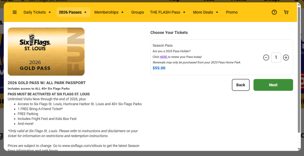 Six Flags St. Louis Gold Pass MVP Screenshot