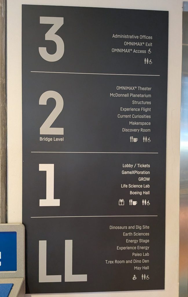 Elevator Sign - Saint Louis Science Center